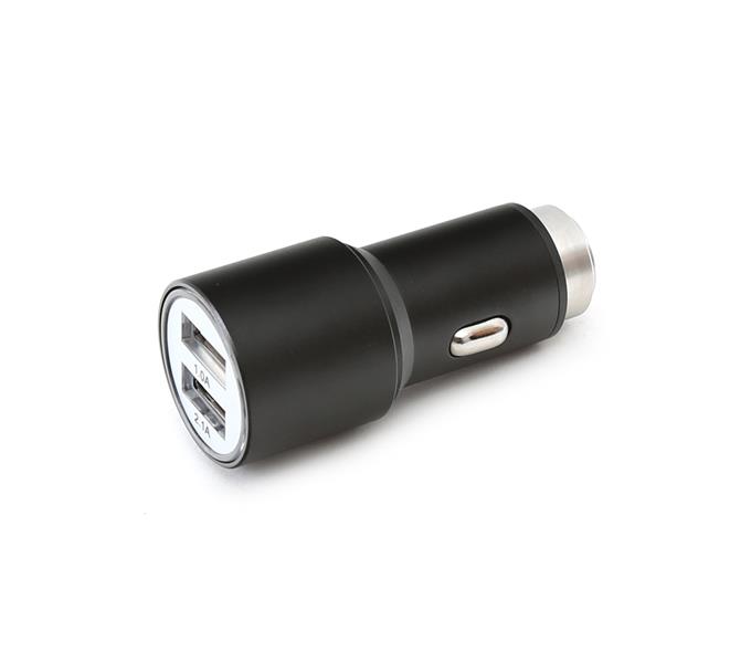 OMEGA CAR CHARGER METAL 2xUSB 5V 2 1A BLACK 43342