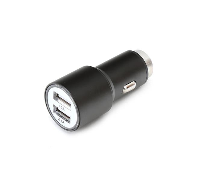 OMEGA CAR CHARGER METAL 2xUSB 5V 2 1A BLACK 43342