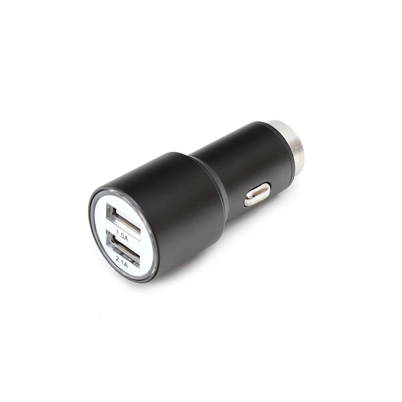 OMEGA CAR CHARGER METAL 2xUSB 5V 2 1A BLACK 43342