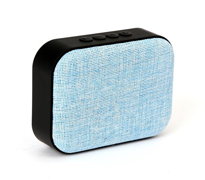 OMEGA Bluetooth 4 1 Wireless Speaker with FM Radio Handsfree MicroSD USB 3W Blue fabric