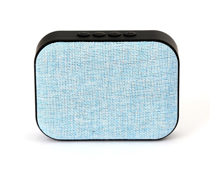 OMEGA Bluetooth 4 1 Wireless Speaker with FM Radio Handsfree MicroSD USB 3W Blue fabric