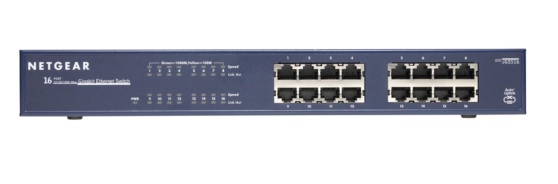 Netgear ProSAFE Unmanaged Switch - JGS516 - 16 Gigabit Ethernet poorten 10/100/1000 Mbps