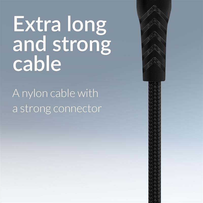 Mobilize Strong Nylon Cable USB-C to USB-C 2m 100W Black