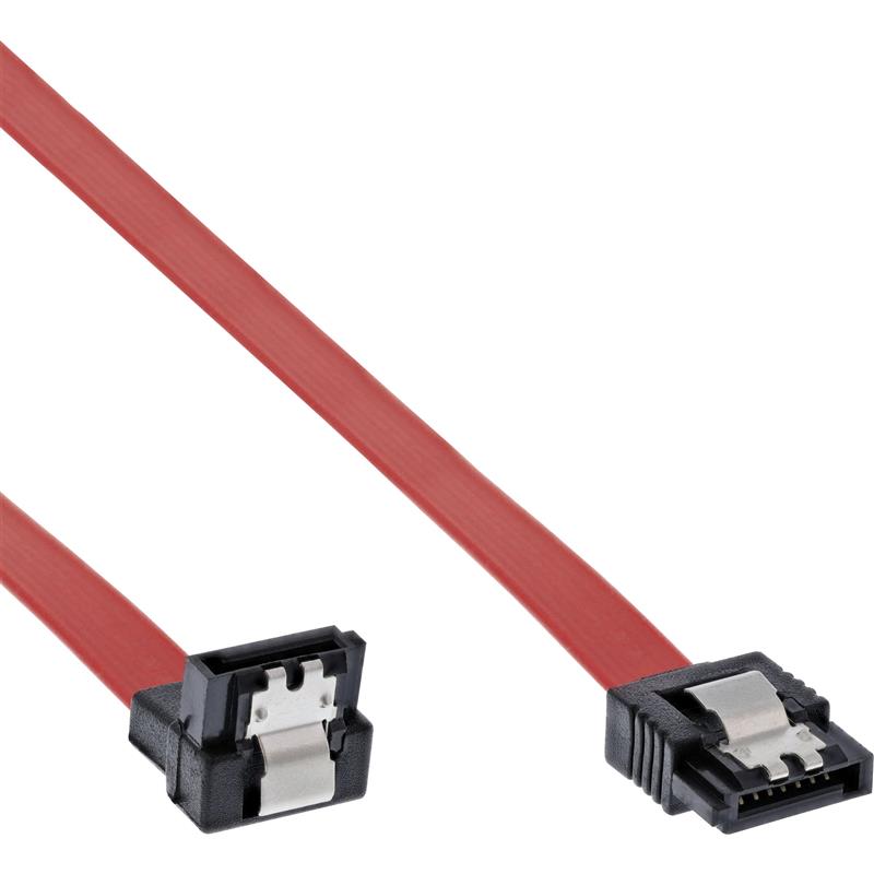 InLine SATA kabel met vergrendeling één zijde 90° haaks 0 5m