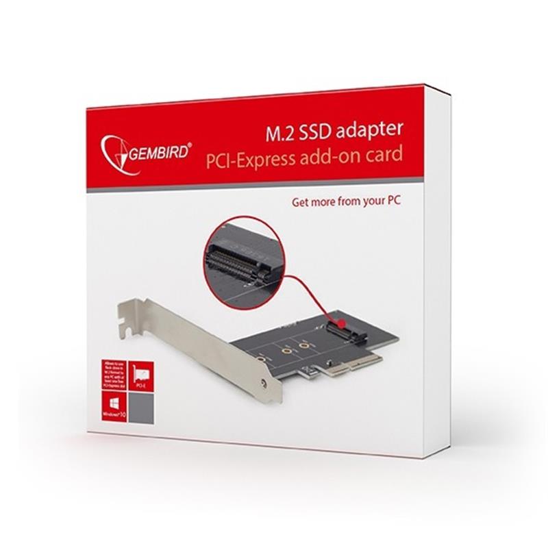 Gembird PCIe insteekkaart M 2 SSD adapter met extra low-profile bracket