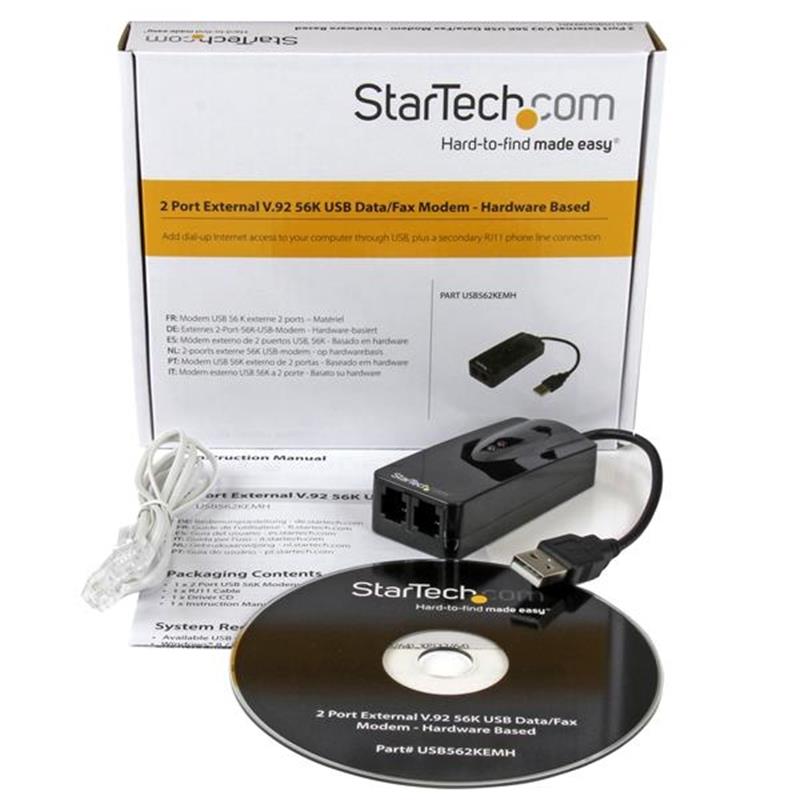 StarTech.com Externe 2 poorts USB Modem 56K Internet Fax inbelmodem