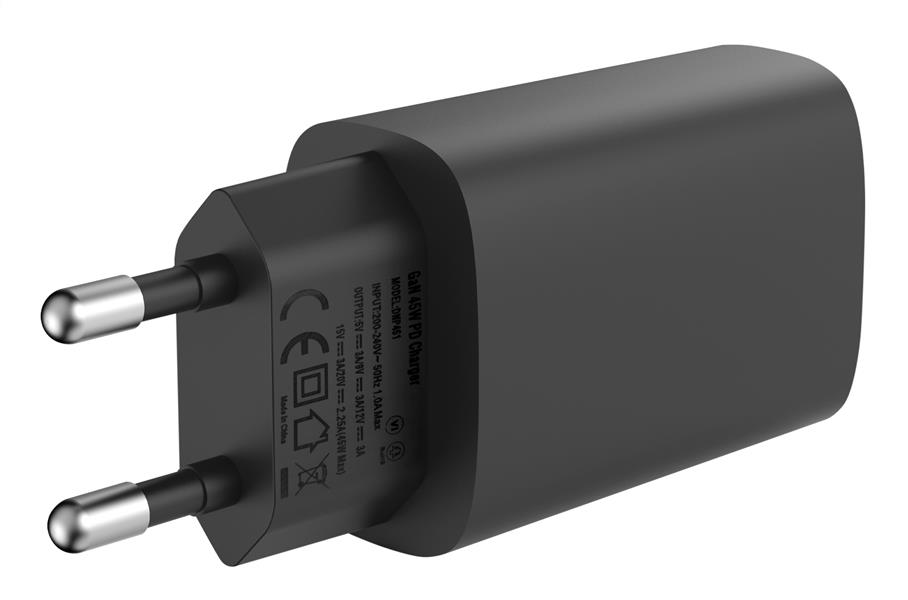Mobilize Wall Charger 2x USB-C GaN 45W with PD PPS Black
