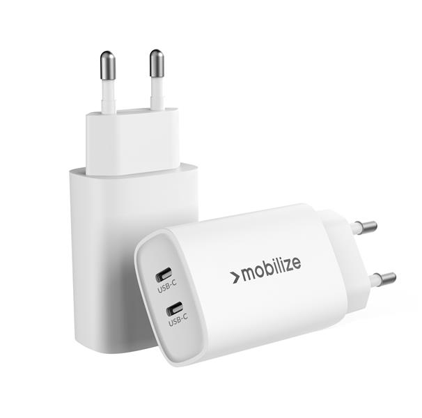Mobilize Wall Charger 2x USB-C GaN 45W with PD PPS White