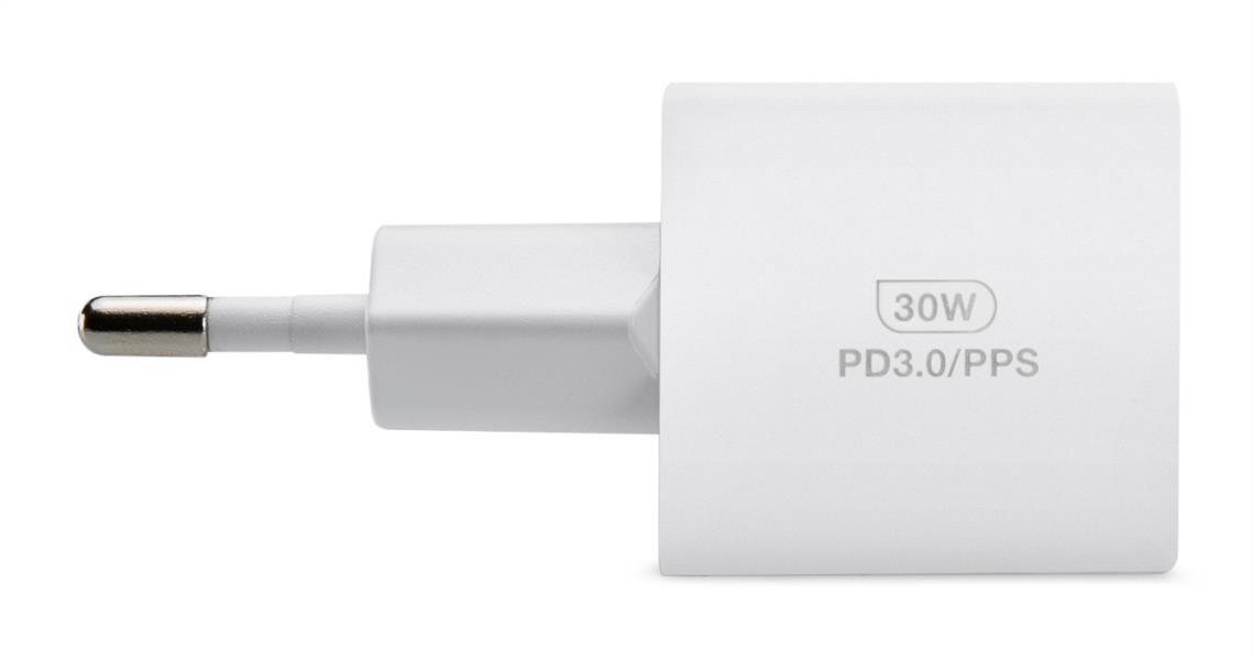 Mobilize Wall Charger USB-C GaN 30W with PD PPS USB-C Nylon Cable 1 2m White