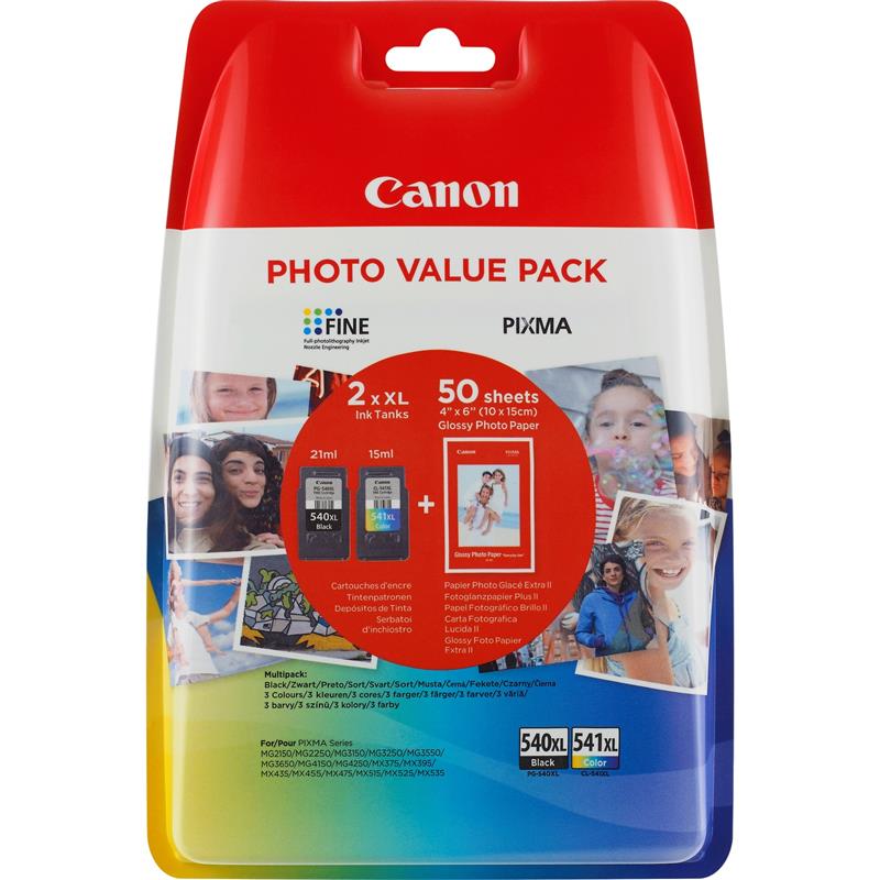 Canon PG-540XL/CL541XL Origineel Zwart, Cyaan, Geel, Magenta Multipack 2 stuk(s)
