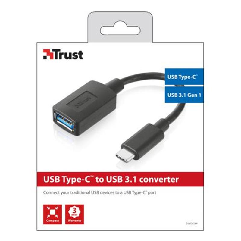 Trust Calyx - USB-C naar USB-A adapter - Zwart