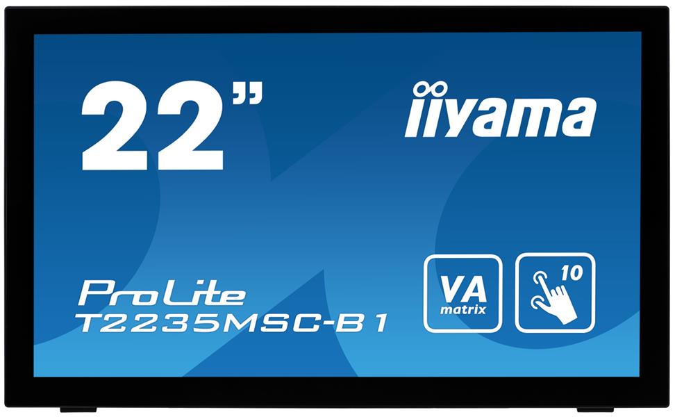 iiyama ProLite T2235MSC touch screen-monitor 54,6 cm (21.5"") 1920 x 1080 Pixels Zwart Multi-touch Tafelblad