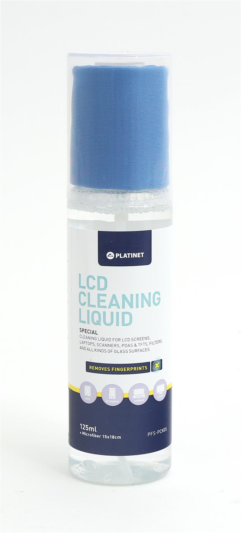 Platinet Cleaning kit voor LCD TFT - 120ml schoonmaakvloeistof en 25x25 cm microfiber doekje