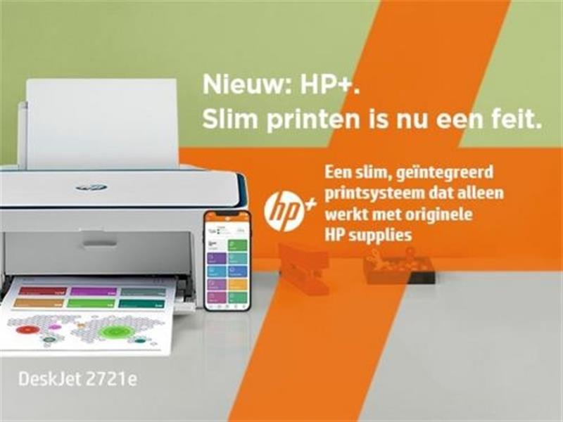 HP HP Deskjet 2721e All-in-One printer, Kleur, Printer voor Home, Printen, kopiëren, scannen, Draadloos, HP+, Geschikt voor HP Instant Ink, Printen va