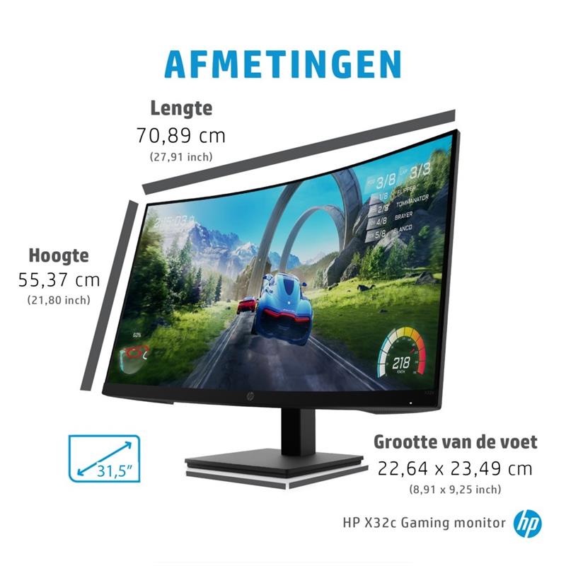 HP X32c 80 cm (31.5) 1920 x 1080 Pixels Full HD Zwart