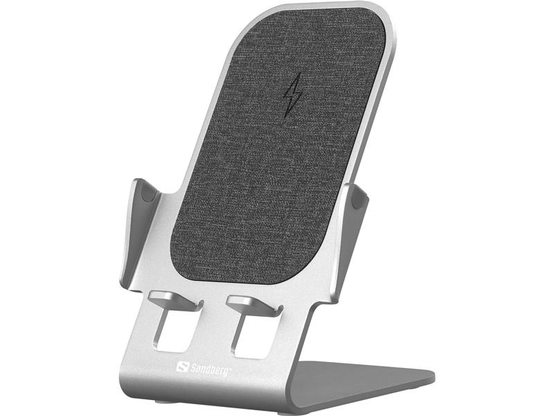 Sandberg Wireless Charger Stand 15W Alu Smartphone Grijs USB Draadloos opladen Snel opladen Binnen