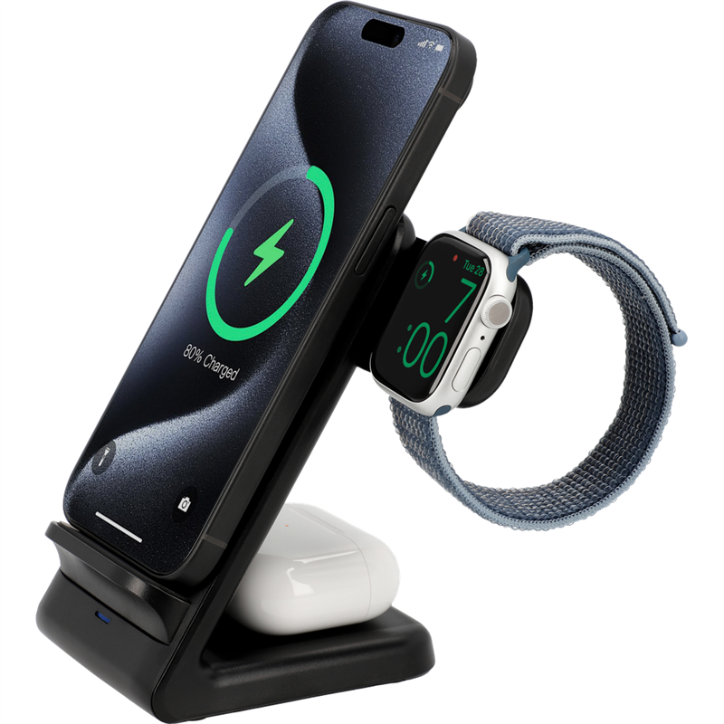 3 in 1 Wireless Charger Stand 15W - Black