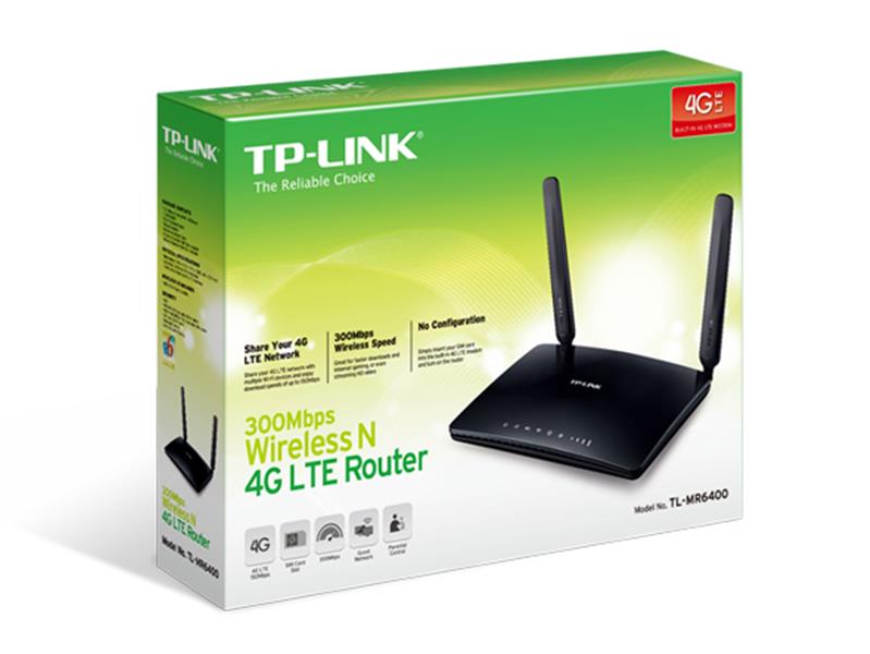 TP-LINK TL-MR6400 draadloze router Single-band (2.4 GHz) Fast Ethernet 3G 4G Zwart
