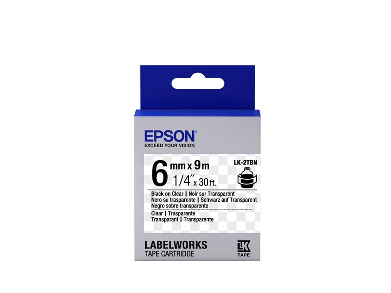 Epson Transparent Tape- LK-2TBN Clear Blk/Clear 6/9
