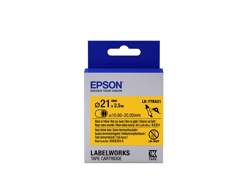 Epson Label Cartridge Heat Shrink Tube (HST) LK-7YBA21 Black/Yellow D21mm (2.5m)