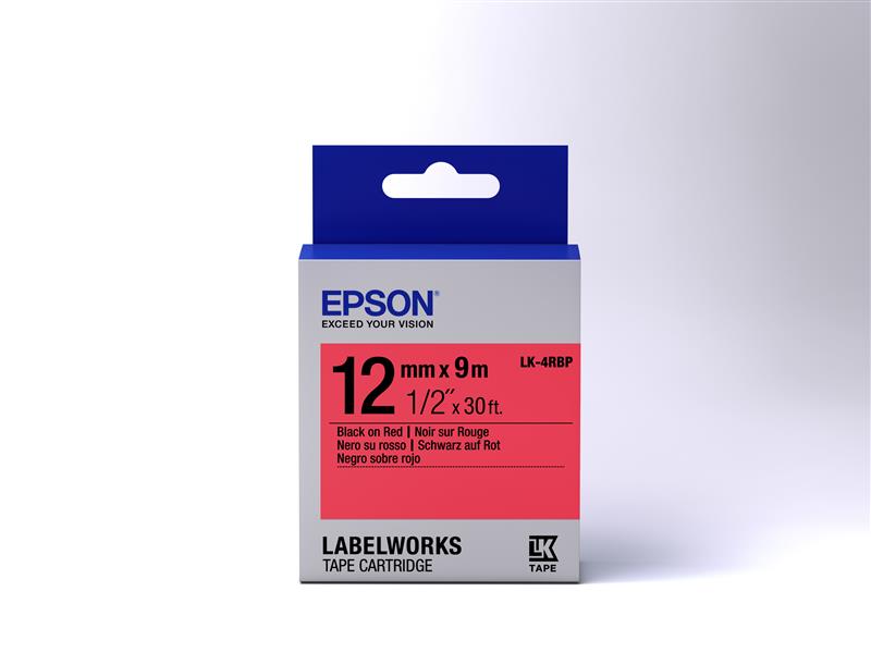 Epson Pastel Tape- LK-4RBP Pastel Blk/Red 12/9