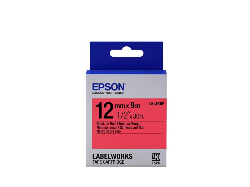 Epson Pastel Tape- LK-4RBP Pastel Blk/Red 12/9