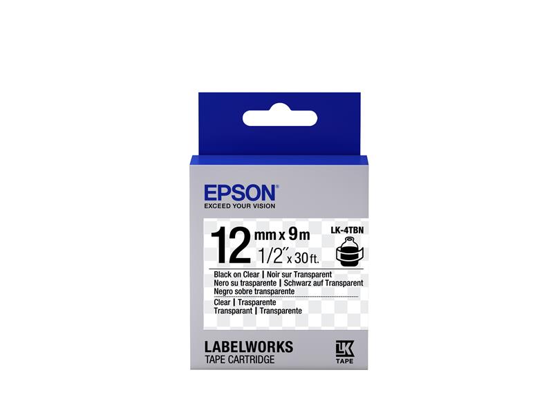 Epson Transparent Tape- LK-4TBN Clear Blk/Clear 12/9