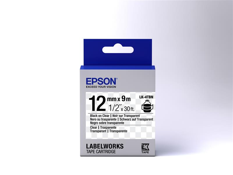 Epson Transparent Tape- LK-4TBN Clear Blk/Clear 12/9