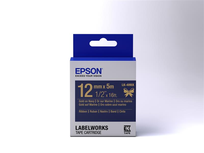Epson Label Cartridge Satin Ribbon LK-4HKK, goud/marineblauw 12 mm (5 m)