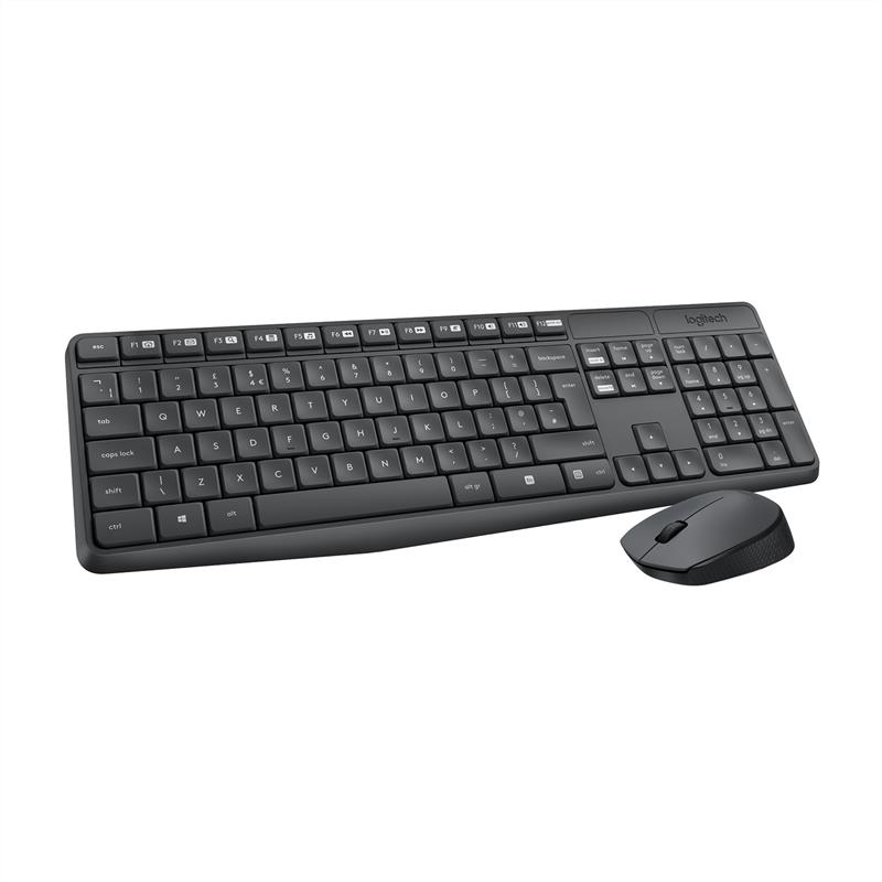 Logitech MK235 toetsenbord Inclusief muis USB QWERTZ Duits Grijs