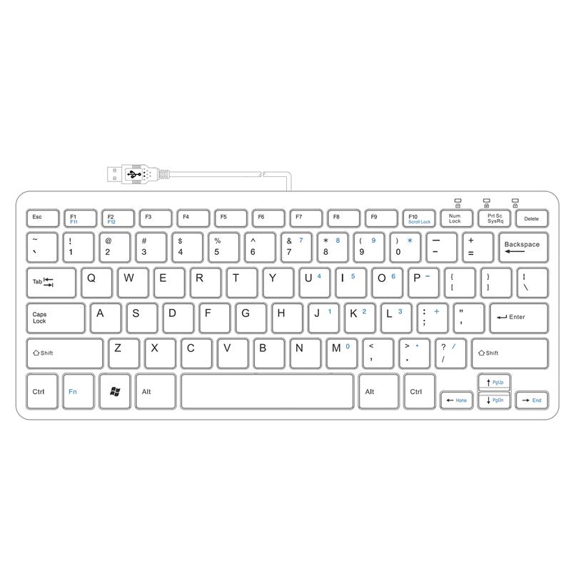 R-Go Tools Compact R-Go ergonomisch toetsenbord, QWERTY (US), bedraad, wit