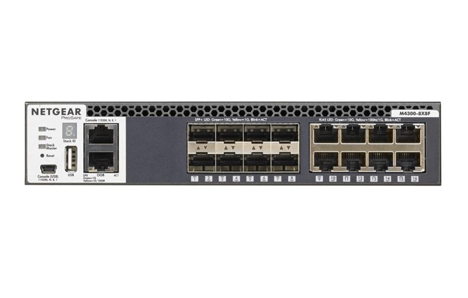 Netgear M4300-8X8F Managed L3 10G Ethernet (100/1000/10000) Zwart 1U