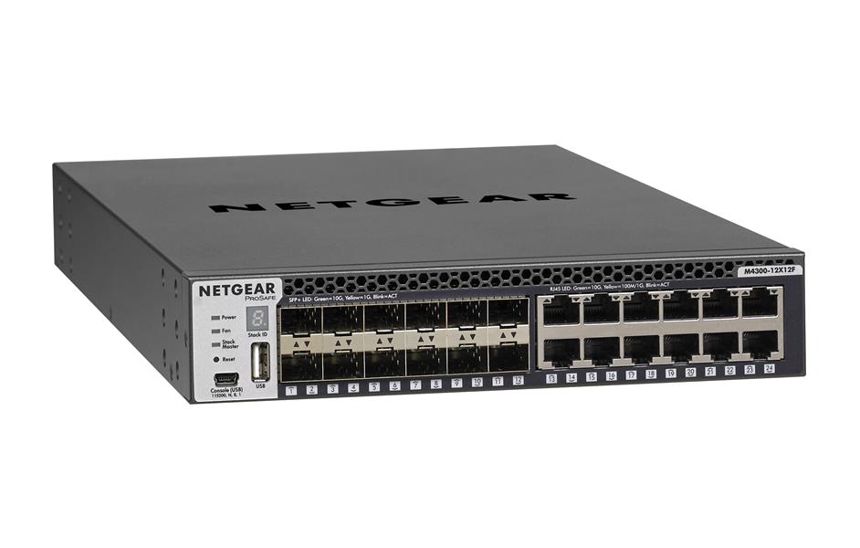 Netgear M4300-12X12F Managed L2/L3 10G Ethernet (100/1000/10000) Zwart 1U