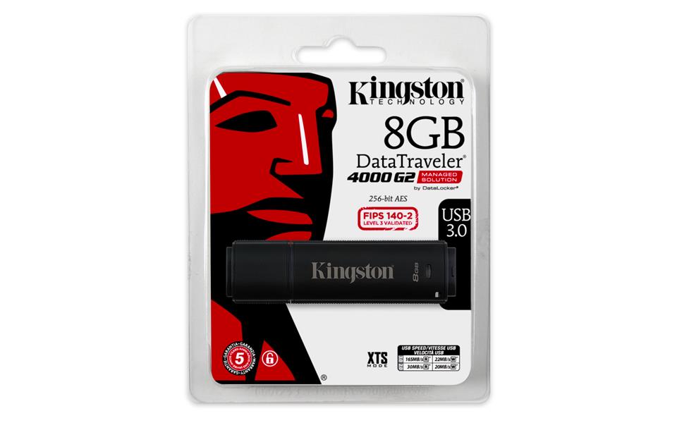 Kingston Technology DataTraveler 4000G2 with Management 8GB USB flash drive USB Type-A 3.2 Gen 1 (3.1 Gen 1) Zwart
