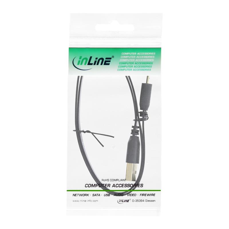 InLine Micro-USB 2 0 Flatkabel USB-A Male an Micro-B Male 0 5m