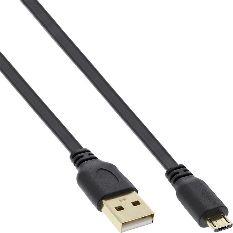 InLine Micro-USB 2 0 Flatkabel USB-A Male an Micro-B Male 0 3m