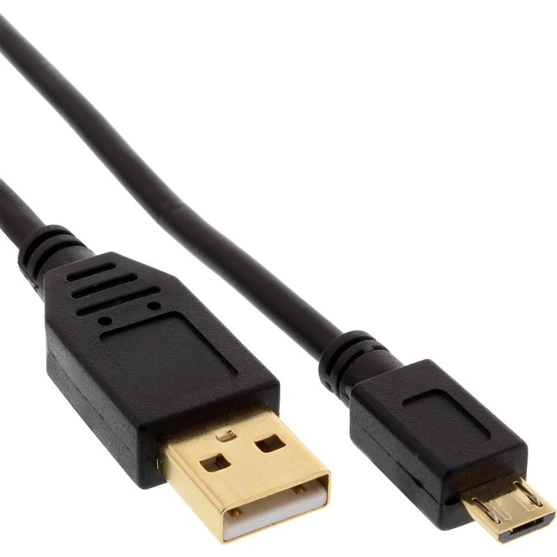 InLine Micro USB 2 0 Cable USB Type A male to Micro-B male black 0 3m