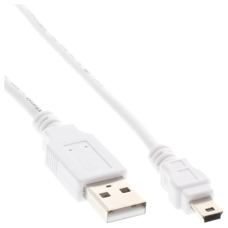 InLine USB 2 0 Mini Cable Type A male to Mini-B male 5 Pin white 0 5m