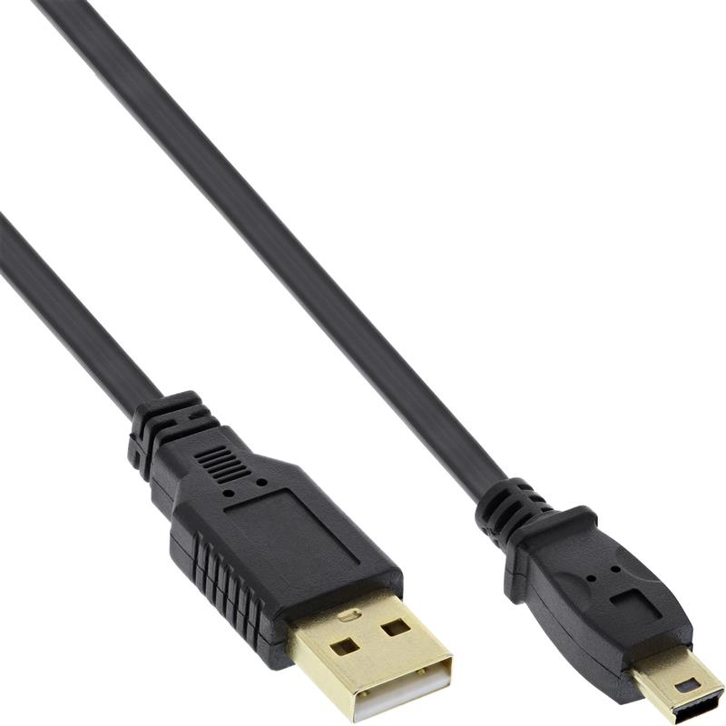 InLine Mini-USB 2 0 Flatkabel USB A Male naar Mini Male 1m