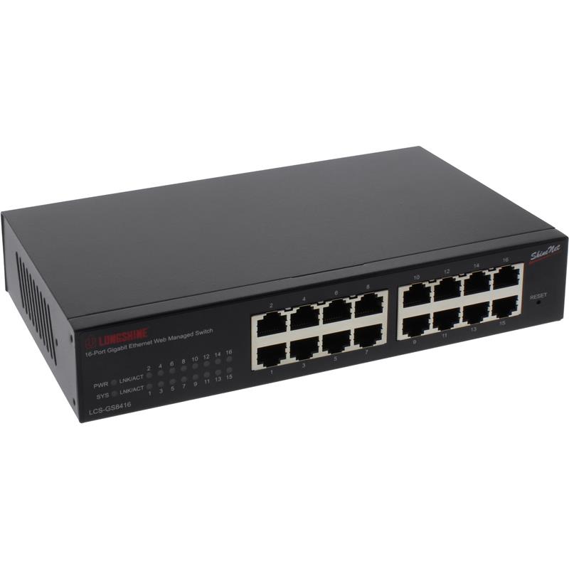 Longshine Gigabit Switch 16-ports LCS-GS8416 19 version Web Smart SNMP fanless