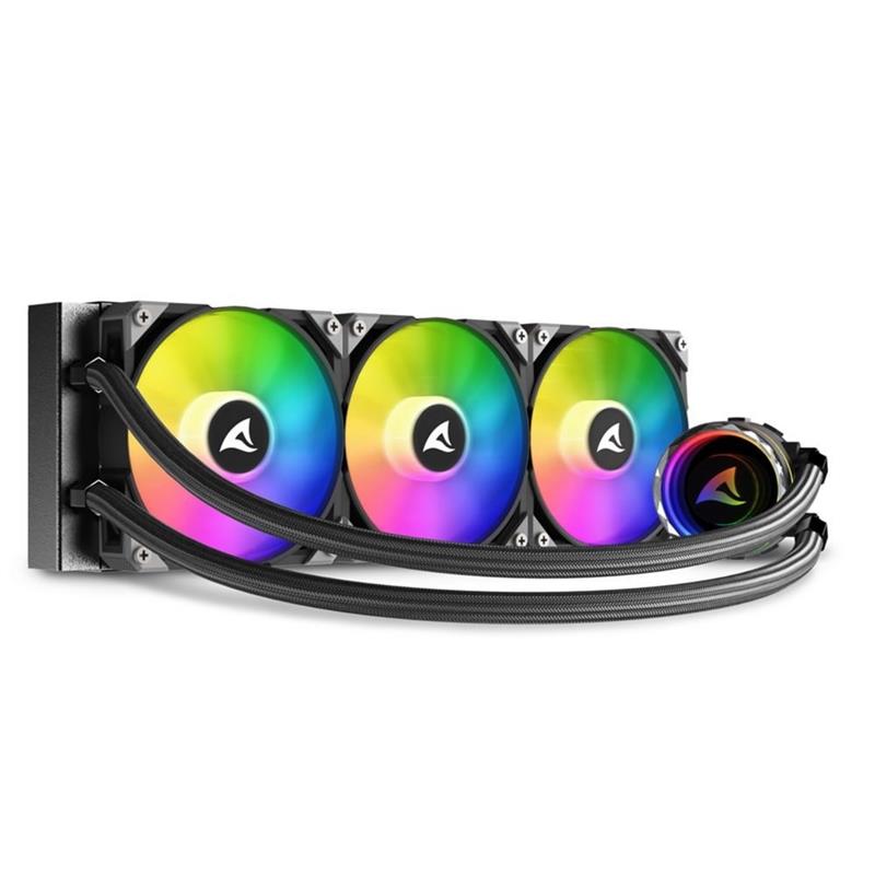 Sharkoon S90 RGB Computer behuizing, Processor Alles-in-één vloeistofkoeler 12 cm Zwart 1 stuk(s)
