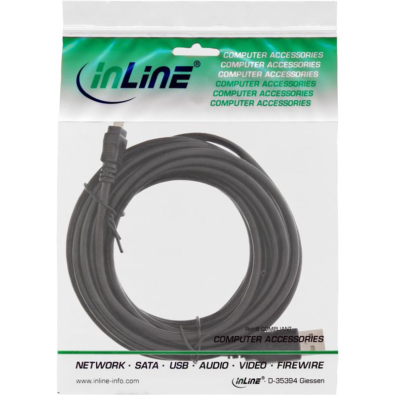 InLine USB mini kabel A Male naar mini B Male 5-pins 5m