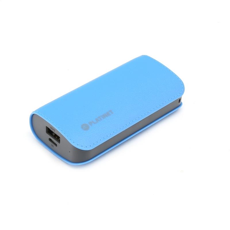 PLATINET POWER BANK LEATHER 5200mAh BLUE microUSB cable 43409