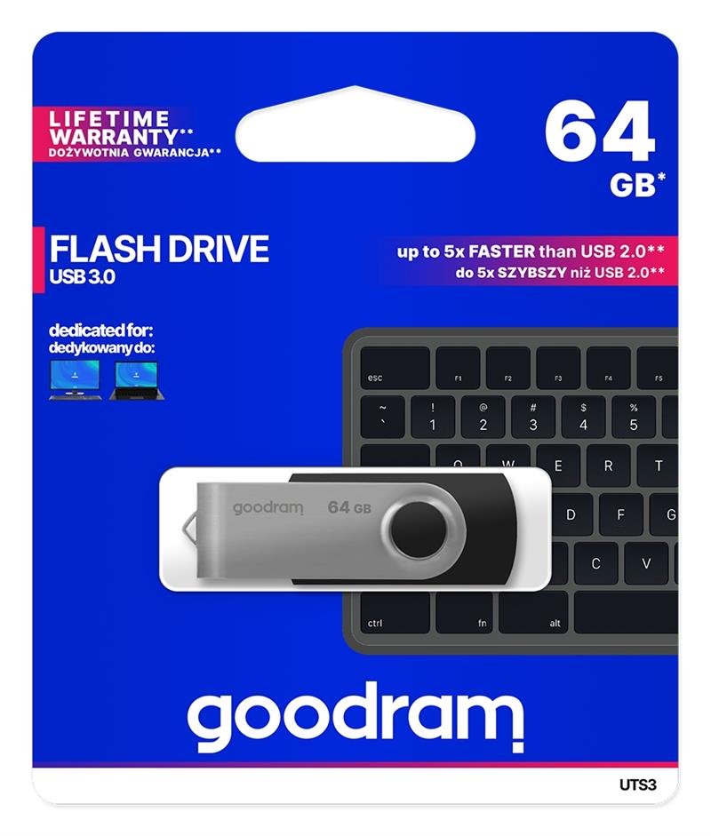 Goodram UTS3 USB flash drive 64 GB USB Type-A 3.2 Gen 1 (3.1 Gen 1) Zwart