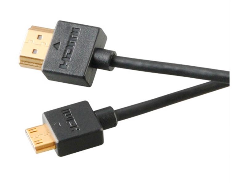 Akasa PROSLIM Super Slim 2M HDMI to Mini HDMI cable Gold plated connectors Ethernet and 4K x 2K resolution support *MNHDMIM *HDMIM