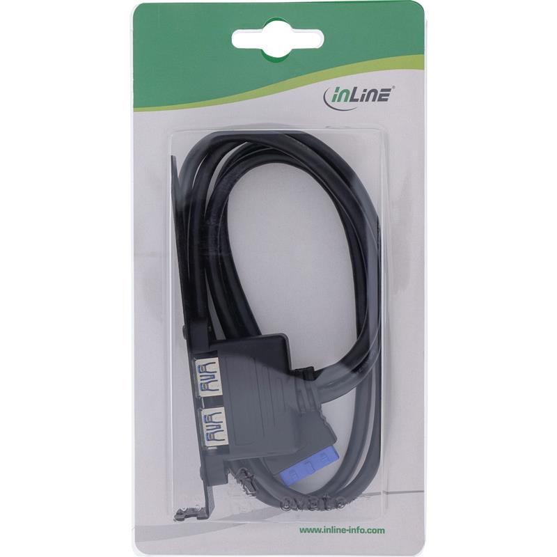 InLine Slot Bracket 2x USB 3 0 A female to internal mainboard plug 0 5m