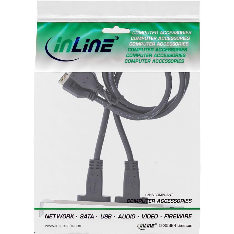 InLine Slot bracket USB Type-C to USB 3 1 front panel Key-A internal 0 5m
