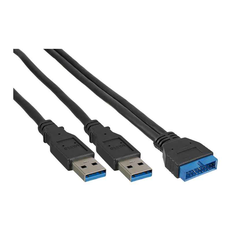 InLine USB 3 0 Premium Adapter Cable 2x USB A male to mainboard header 0 4m