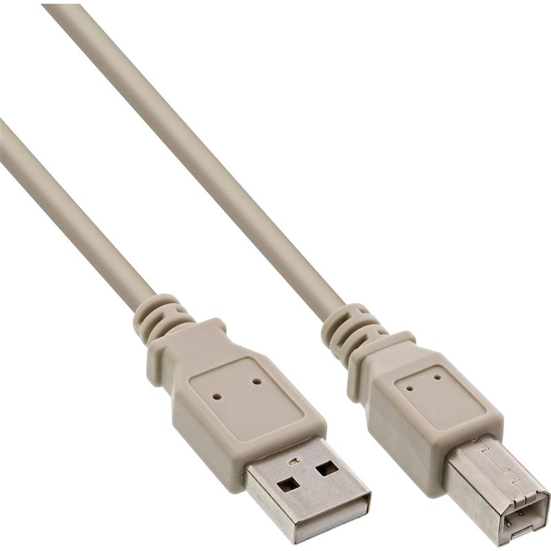 InLine USB 2 0 Cable Type A male to Type B male beige 0 3m
