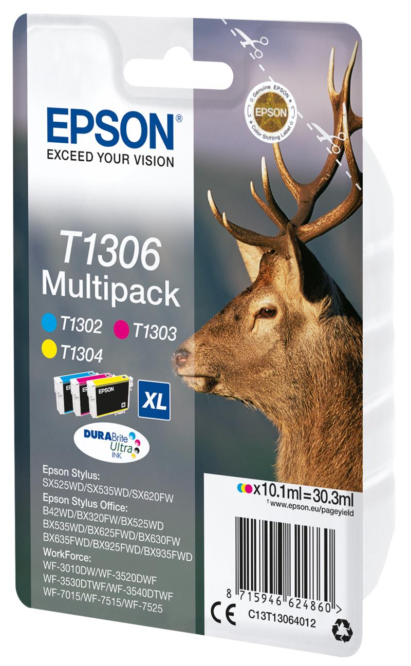 Epson Stag Multipack 3-kleur T1306 DURABrite Ultra Ink